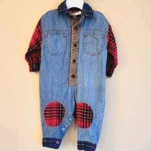 Denim one piece footless romper/footie